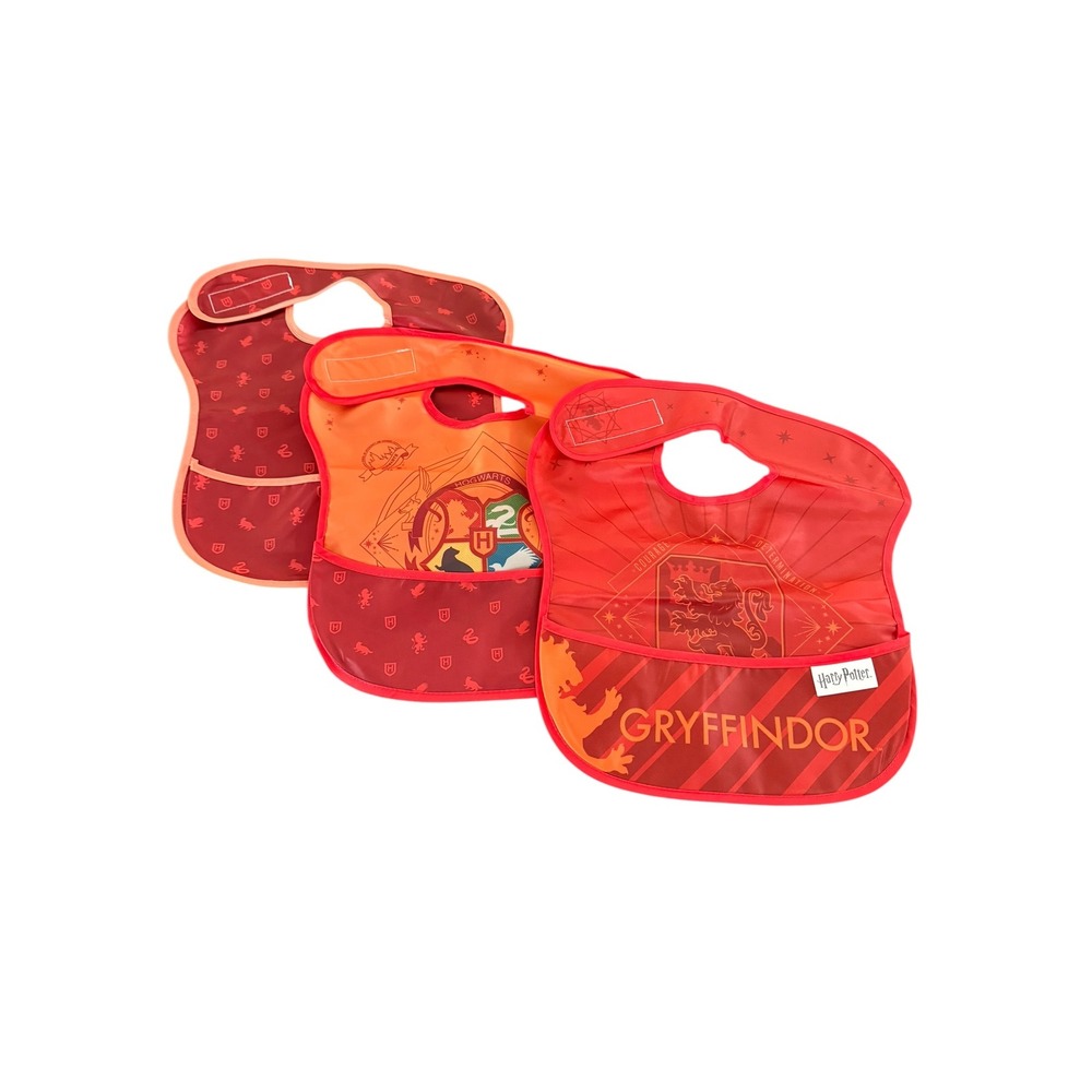 Bumkins Harry Potter Baby Bibs Set‎ of 3 Gryffindor Hogwarts Crest Red Orange
